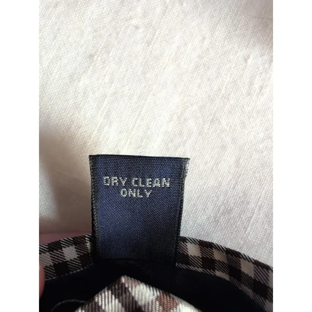 J Crew‎ Silk Handmade Gingham Brown White Neck Tie Preppy Occasion Formal
